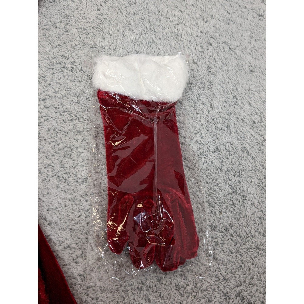 Mrs Santa Claus Velvet Costume Christmas Womens 4XL Hooded Belt Gloves New - Picture 16 of 16